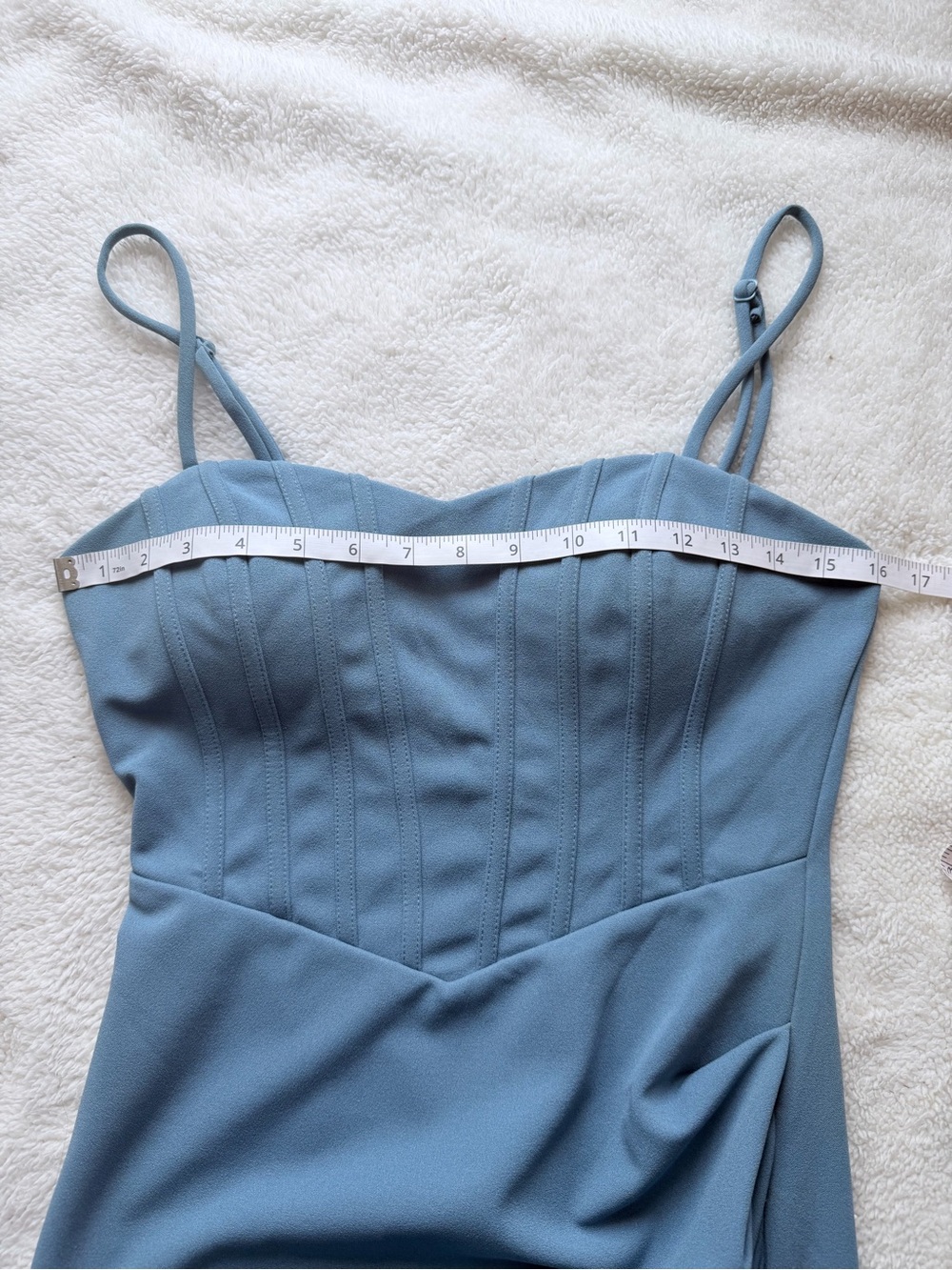 Blue Ruched Bodycon Mini Dress - Picture 3 of 9